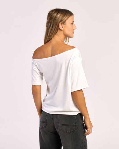Fashion Top Sally Slouch Off Shoulder Top Off White