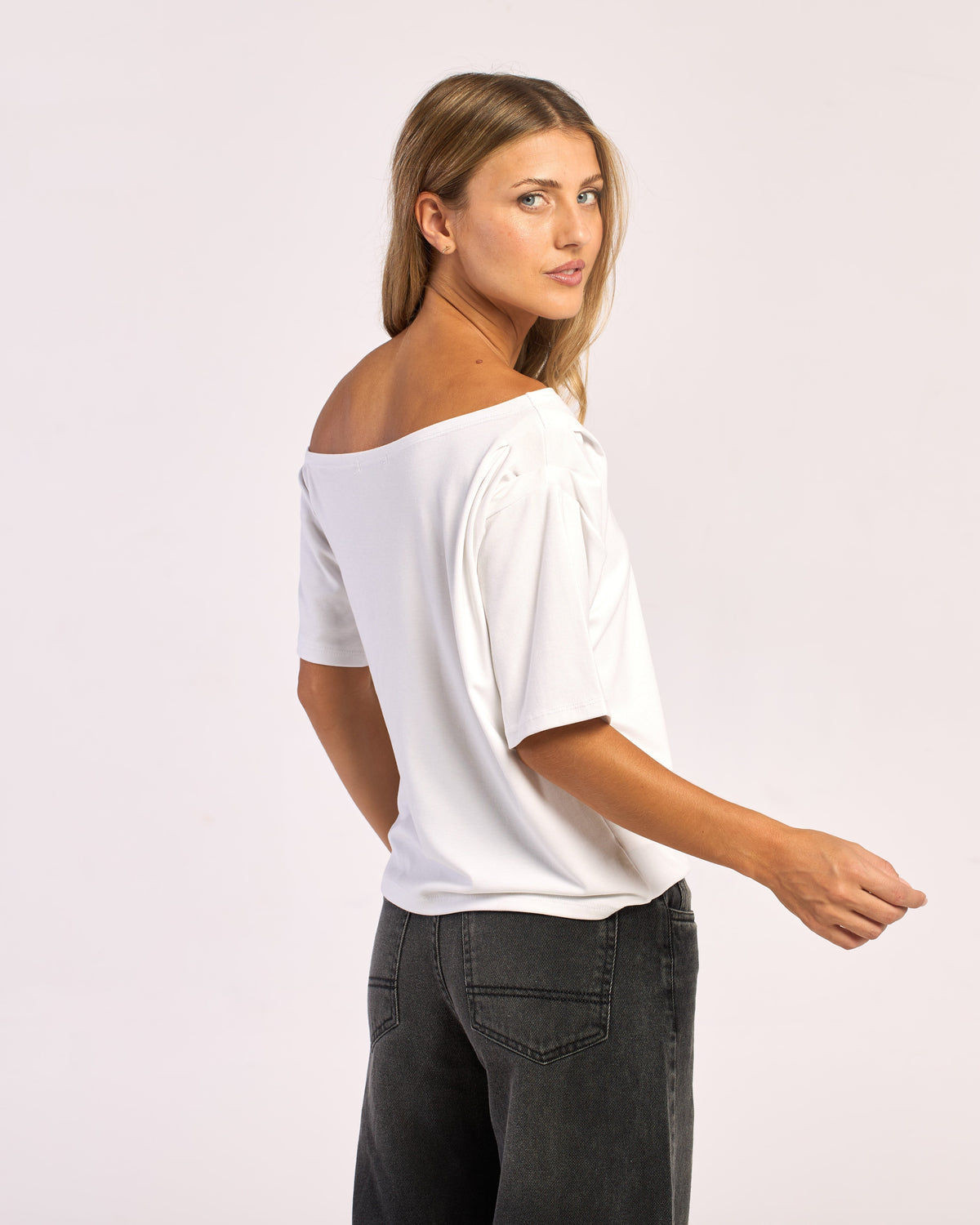 Fashion Top Sally Slouch Off Shoulder Top Off White