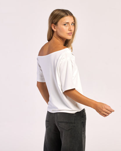 Fashion Top Sally Slouch Off Shoulder Top Off White