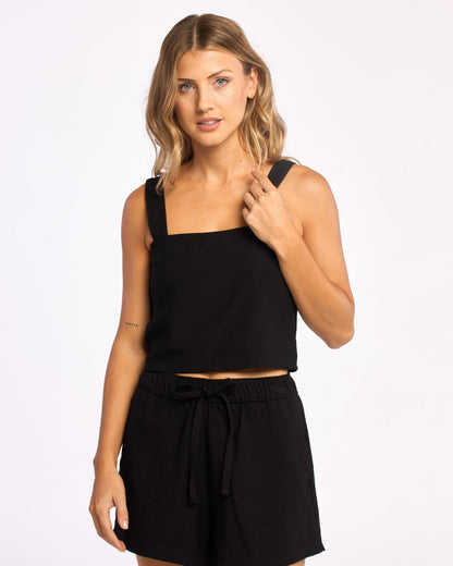 Fashion Top Byron Sleeveless Crop Top Black
