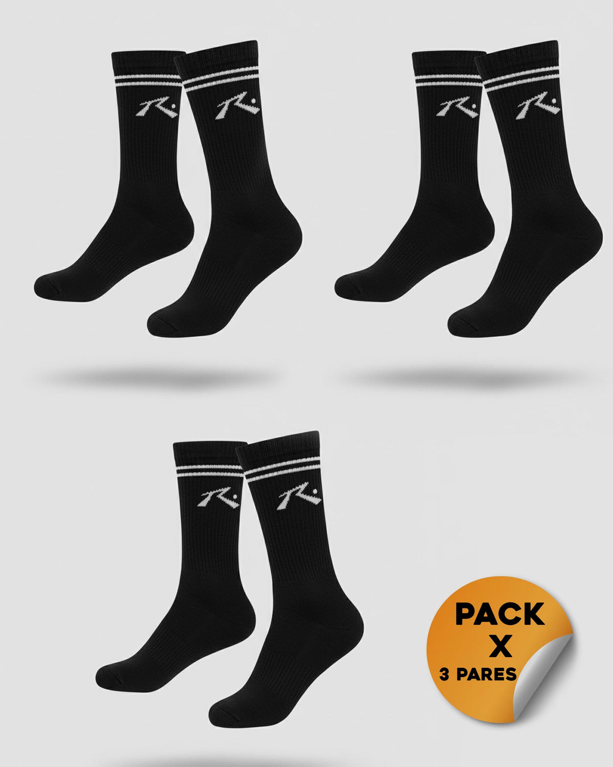 Medias Comp Mid Calf 3-Sock Pack Black