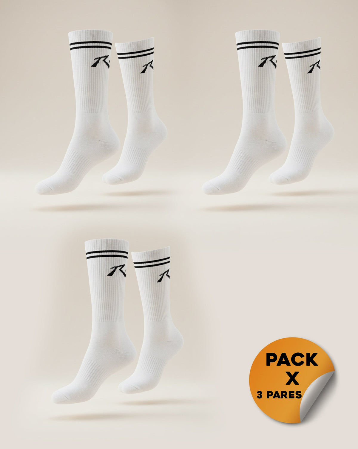 Medias Comp Mid Calf 3-Sock Pack White