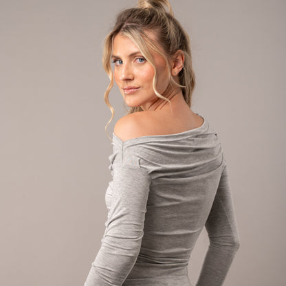 Fashion Top All Day Off Shoulder Grey Marle