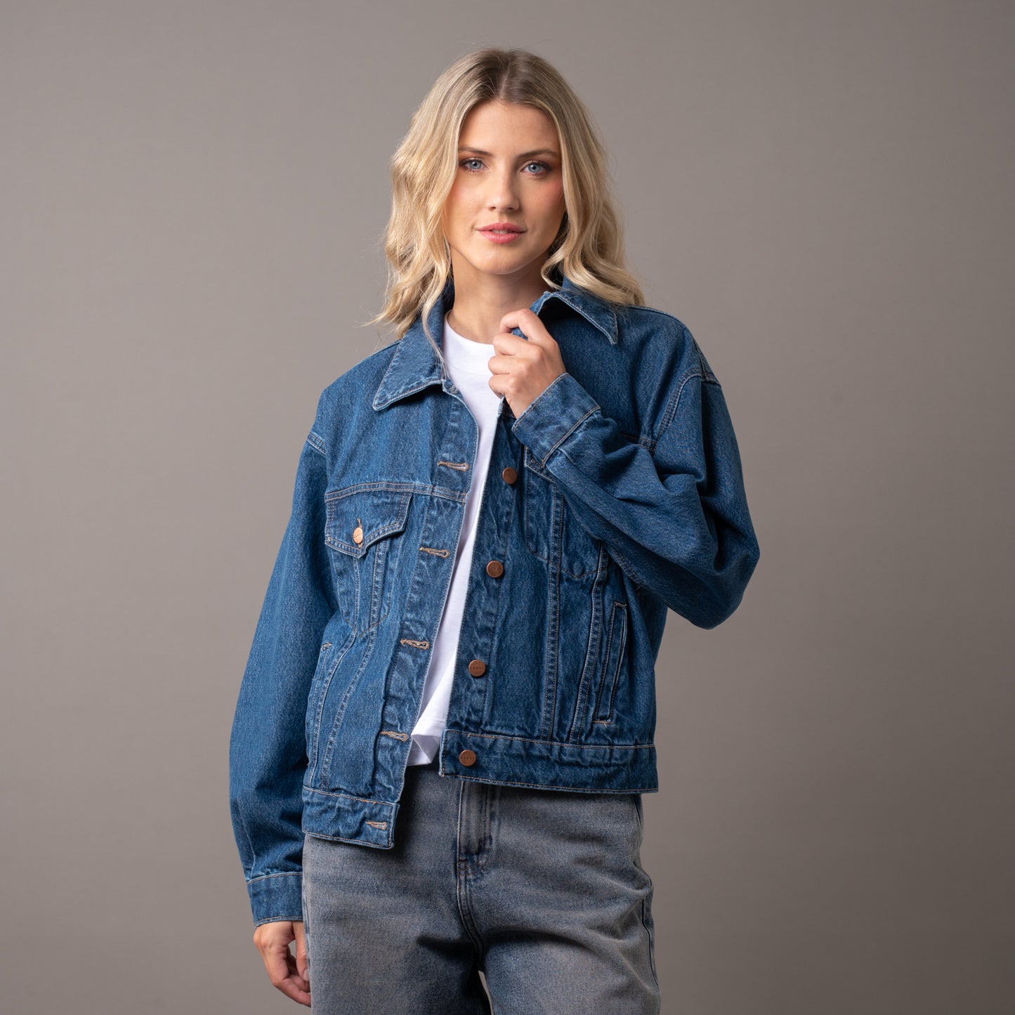 Campera Liviana All Time Oversized Denim Middy Blue