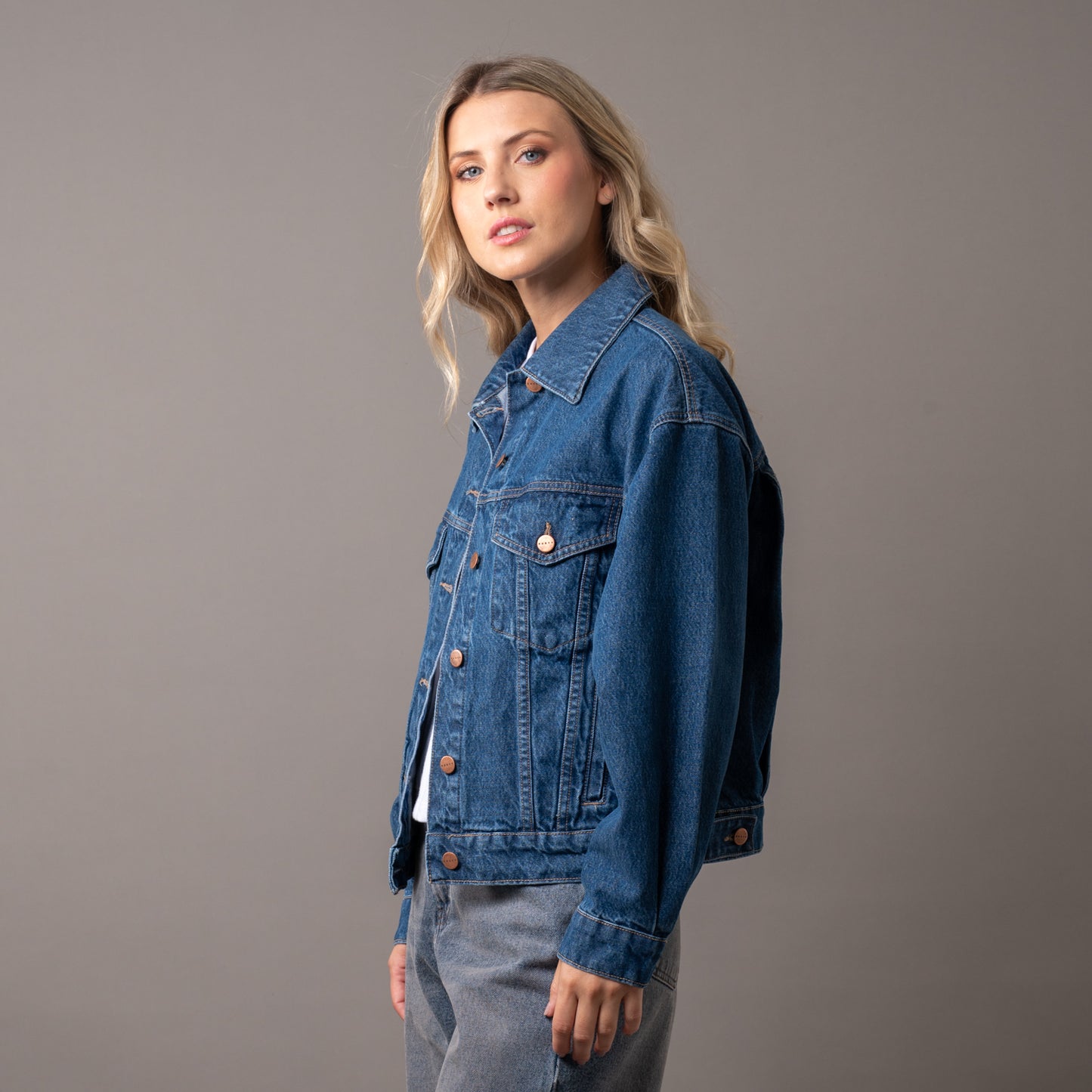 Campera Liviana All Time Oversized Denim Middy Blue