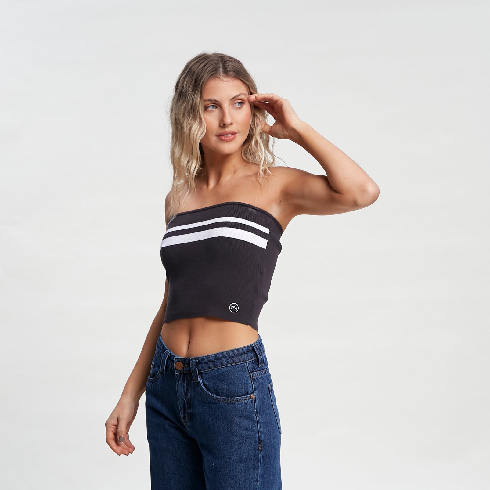 Top Amelia Contrast Kint Coal