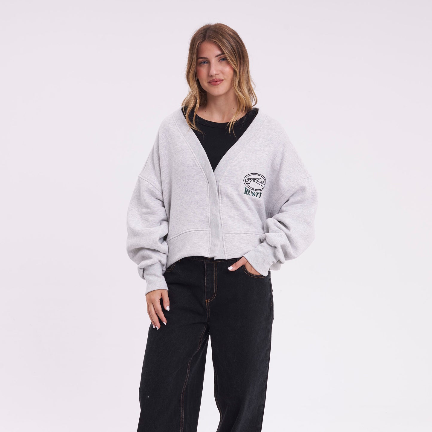 Campera Canguro Atomic Cardigan Grey Marle