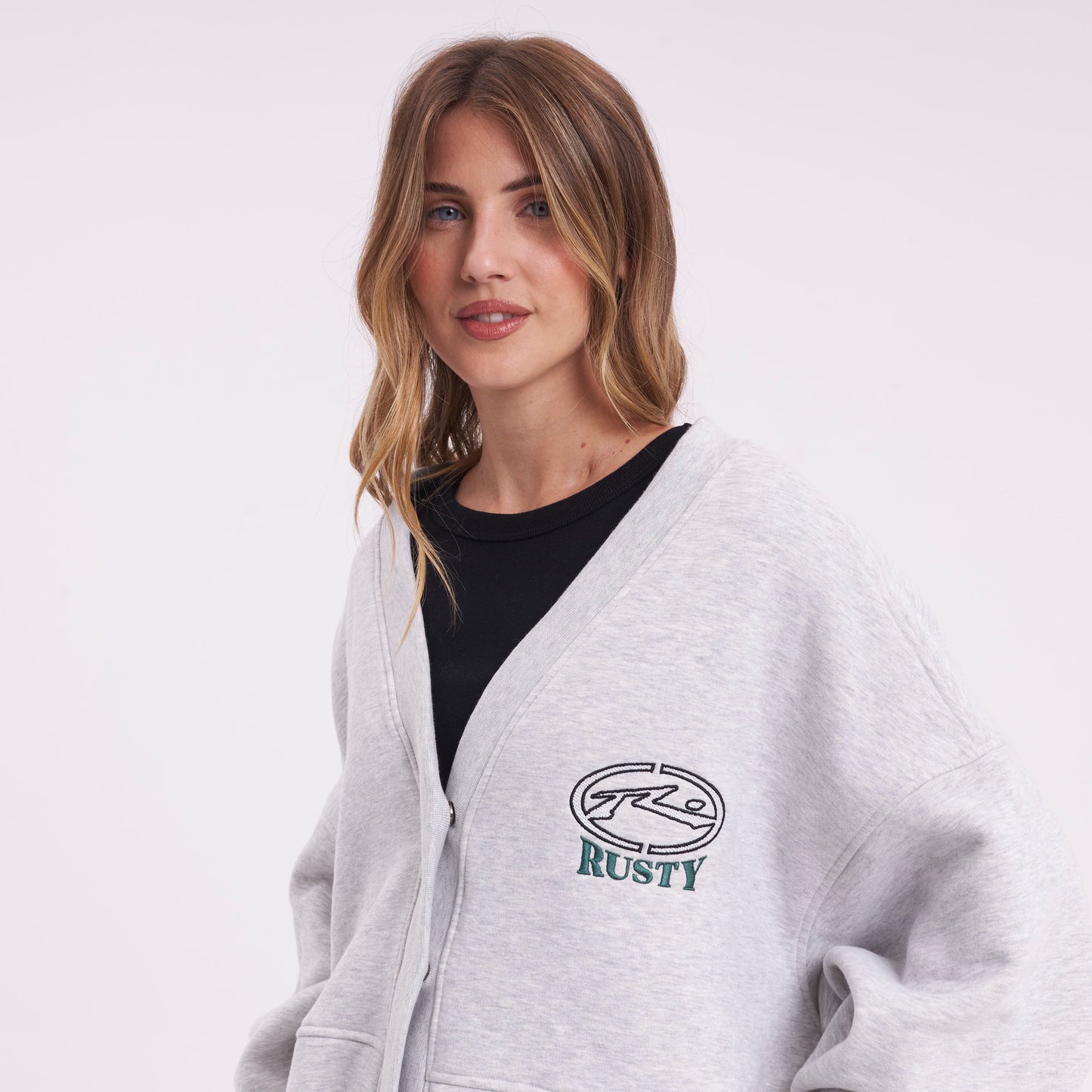 Campera Canguro Atomic Cardigan Grey Marle