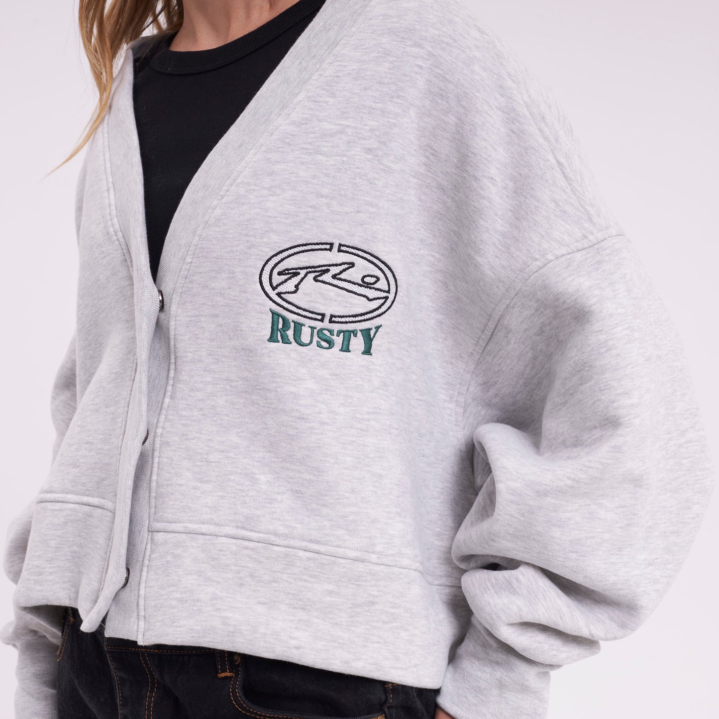Campera Canguro Atomic Cardigan Grey Marle