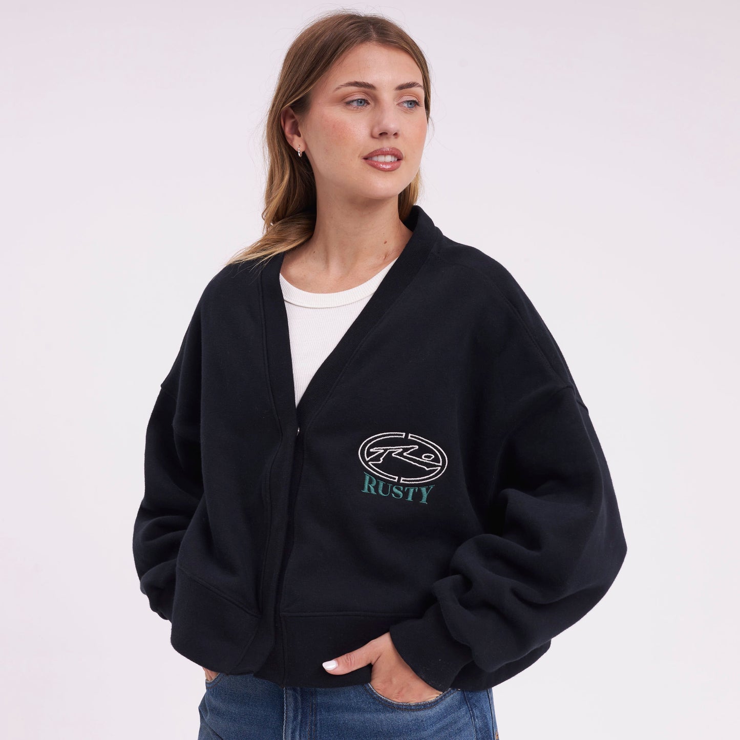 Campera Canguro Atomic Cardigan Black