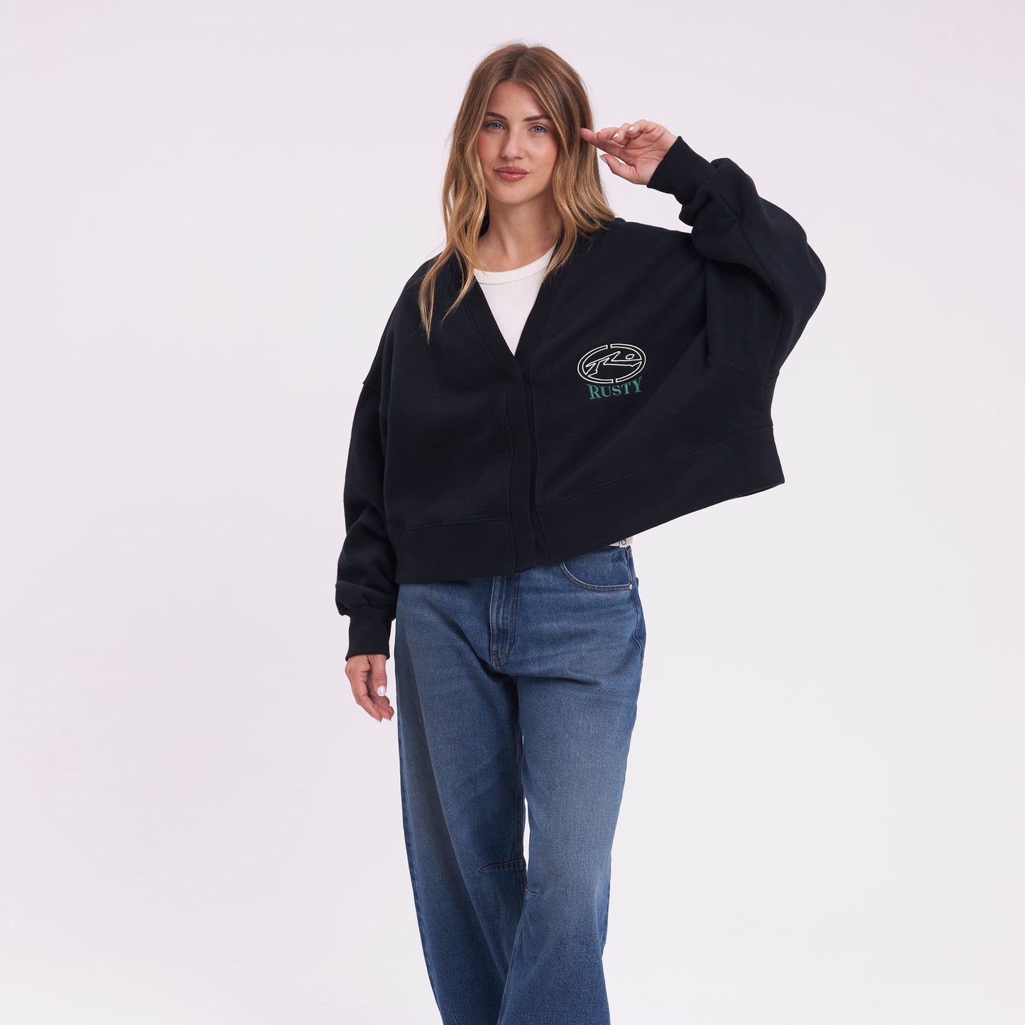 Campera Canguro Atomic Cardigan Black