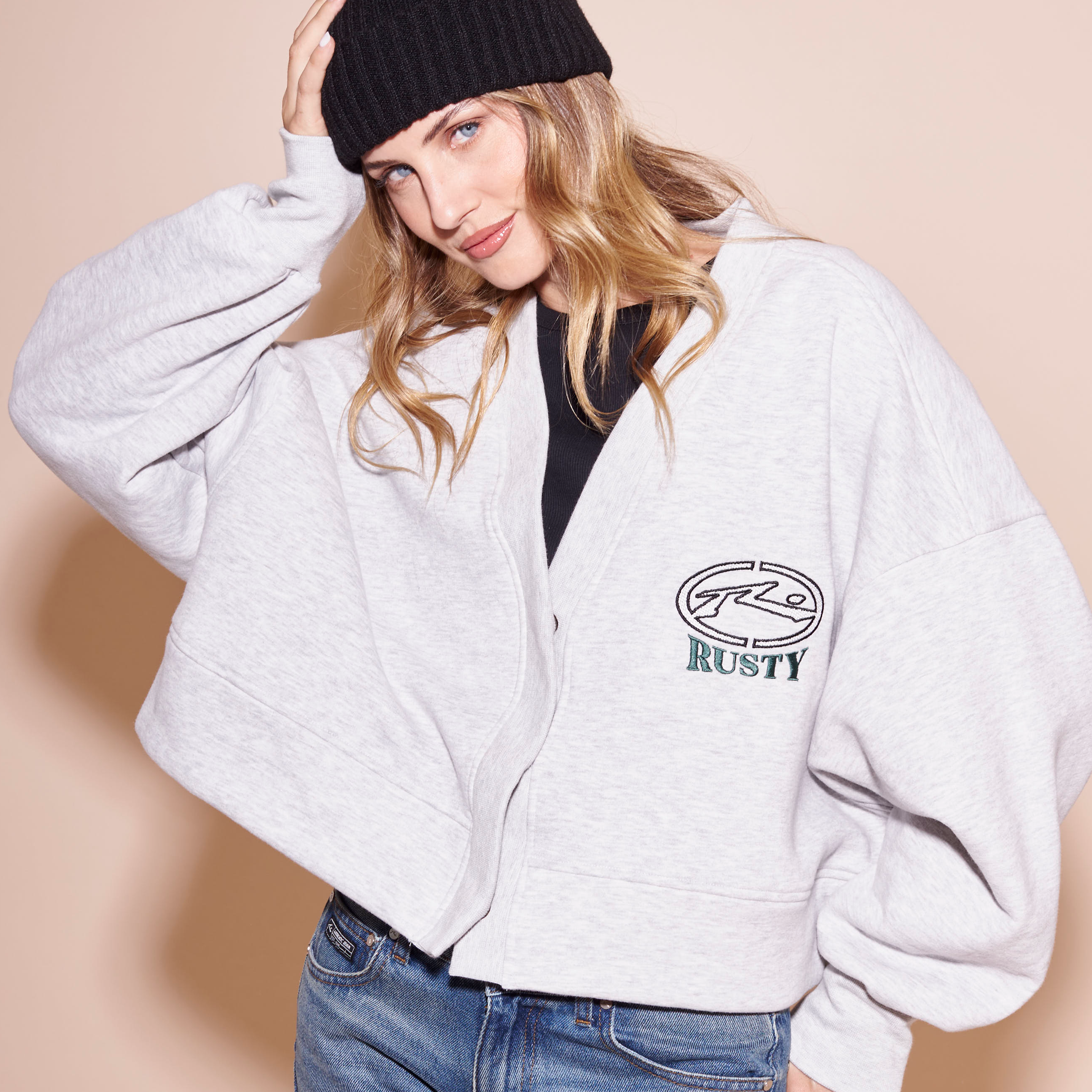 Campera Canguro Atomic Cardigan Grey Marle