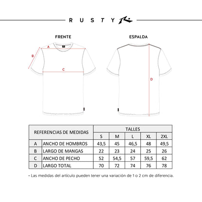 Remera Hombre Rusty Pack 2x1 All Night Blanco Y Negro
