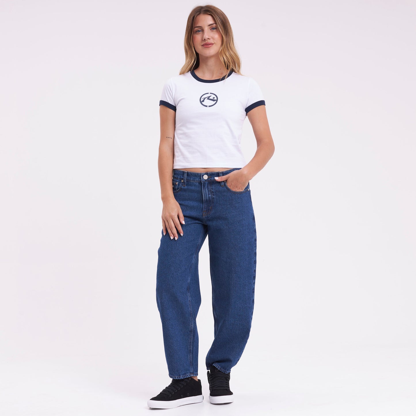 Jean Better Days Barrel Hi Rise Middy Blue