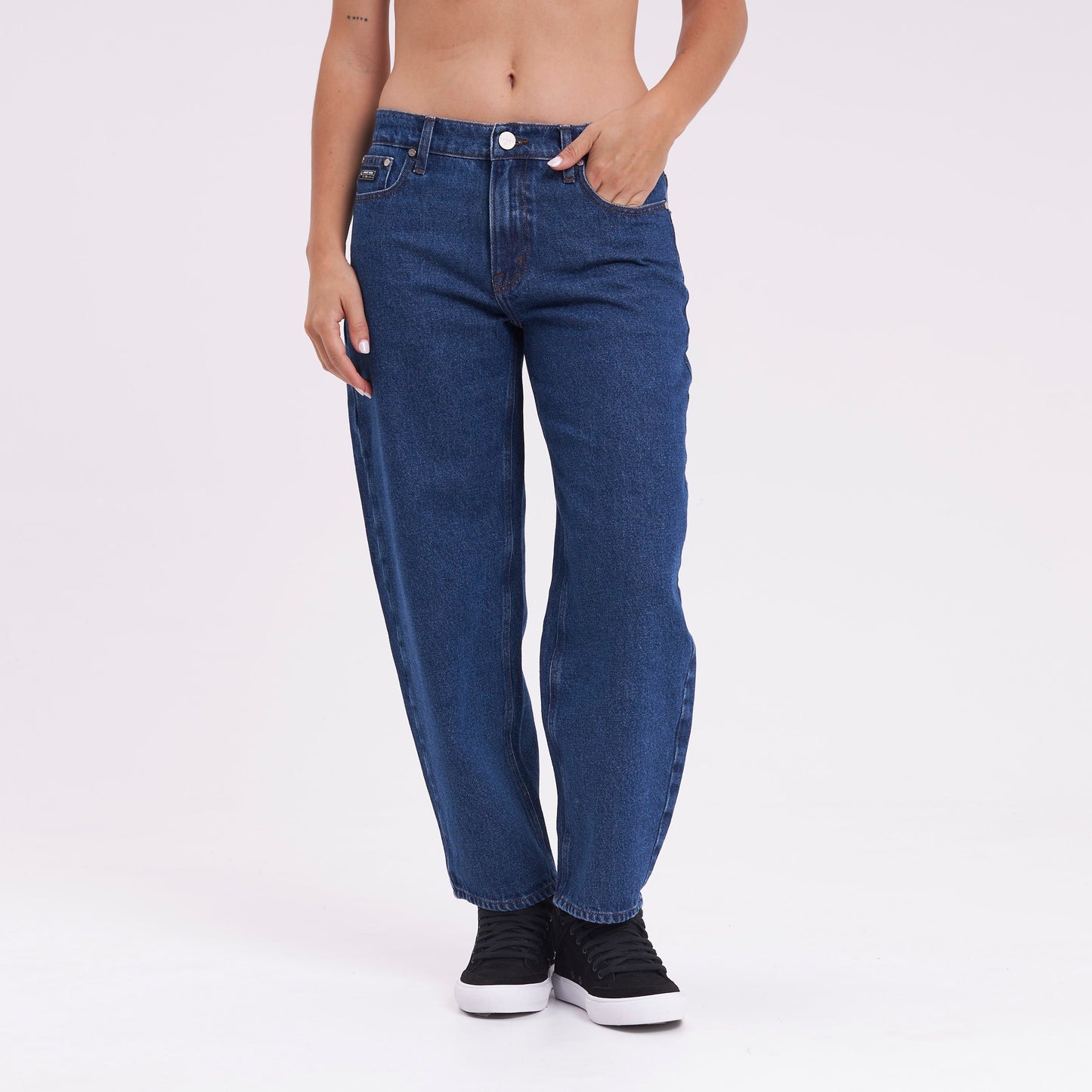 Jean Better Days Barrel Hi Rise Middy Blue