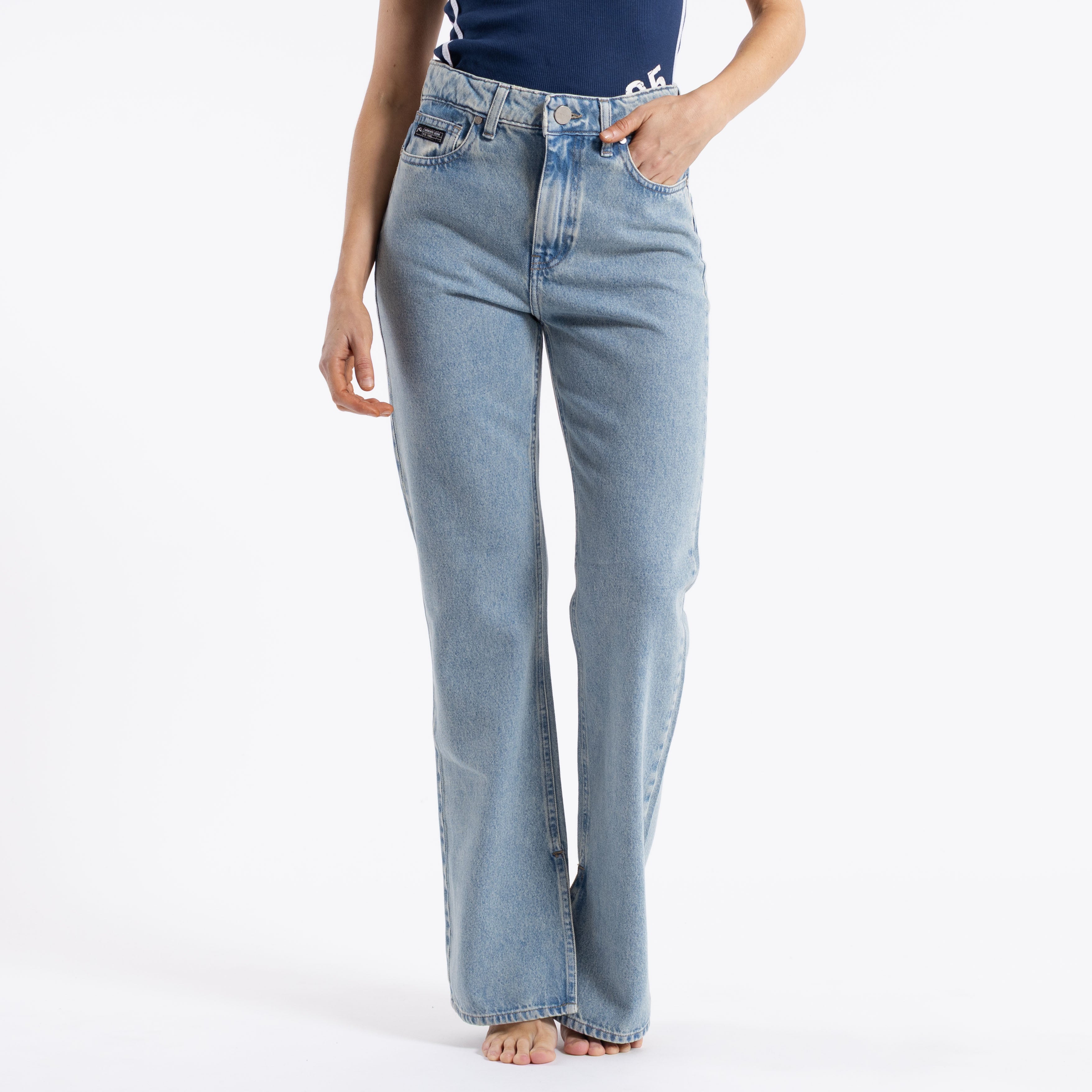 Jean Betty Hi Rise Baggy Middy Blue