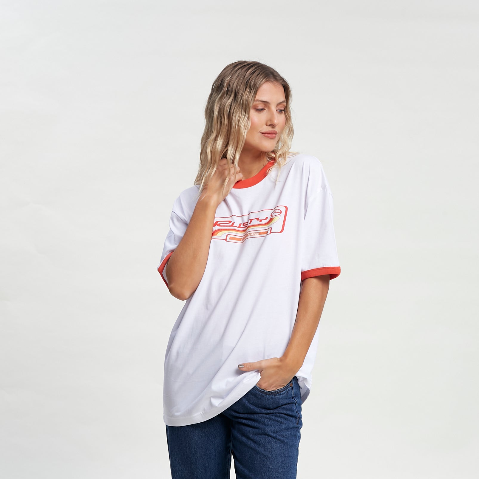 Remera Boarding Pass Oversize Ringer White