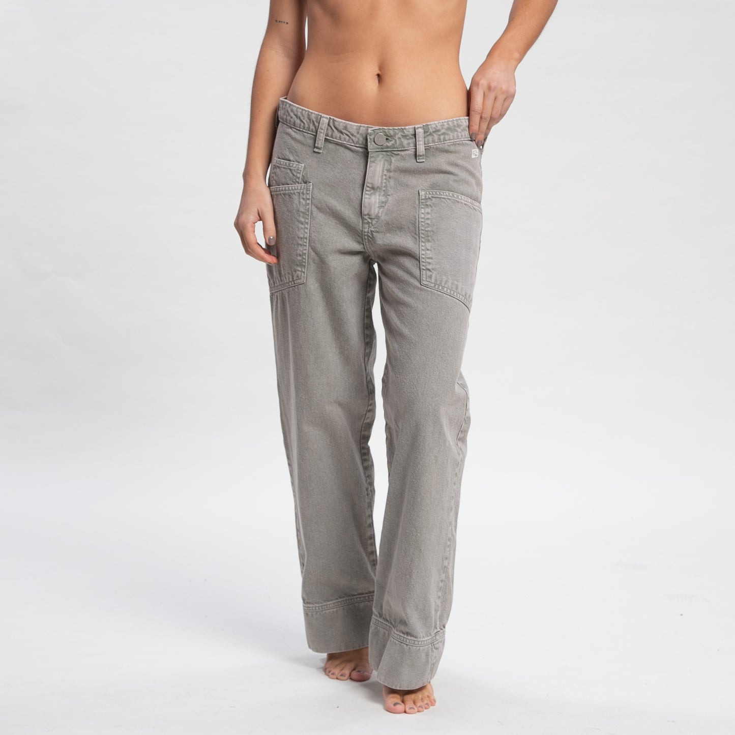 Jean Brooks Low Rise Wide Leg Twill Pant Ld Faded Pistachio