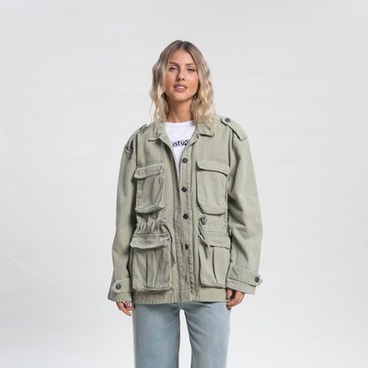 Campera Liviana Rusty Brooks Safari Jacket Ld Washed Army