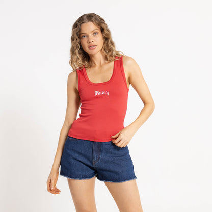 Musculosa Cassian Ribbed Scoop Neck Singlet Salsa