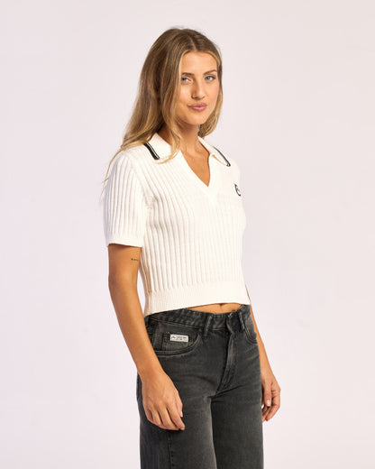 Sweater Posh Girl Knitted S/S Top Cream/Black