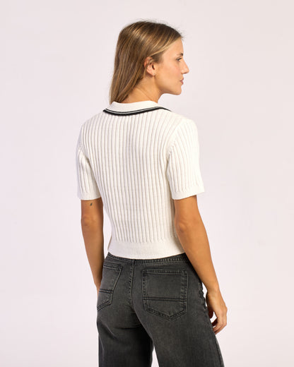 Sweater Posh Girl Knitted S/S Top Cream/Black