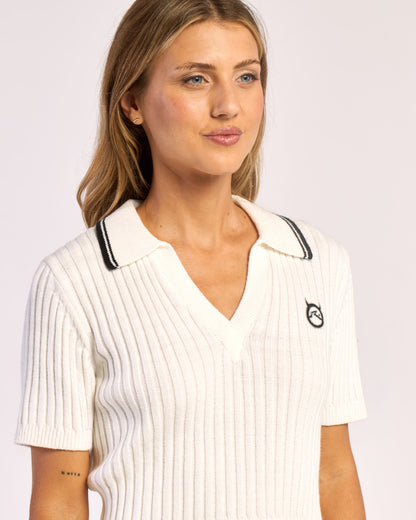Sweater Posh Girl Knitted S/S Top Cream/Black