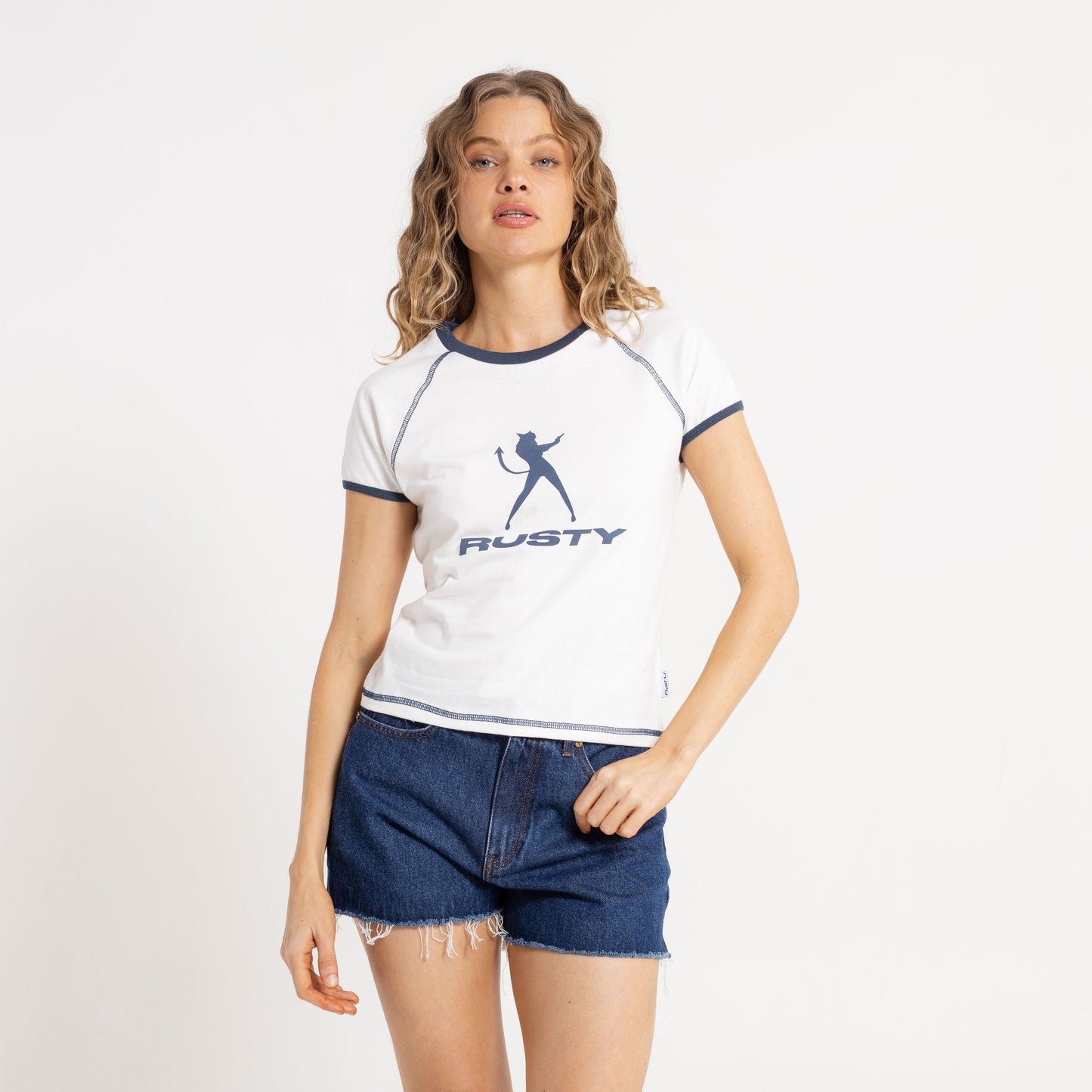 Remera Delphie Devil Ringer Baby White