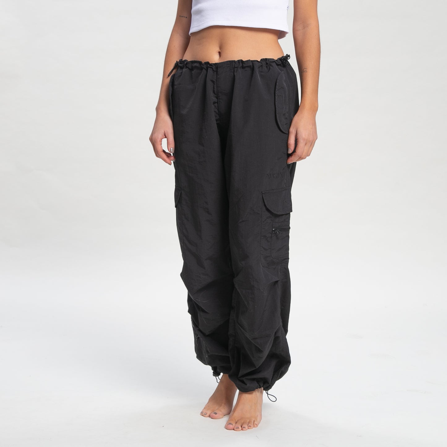 Pantalon Rusty Double Trouble Parachute Pant Ld Black