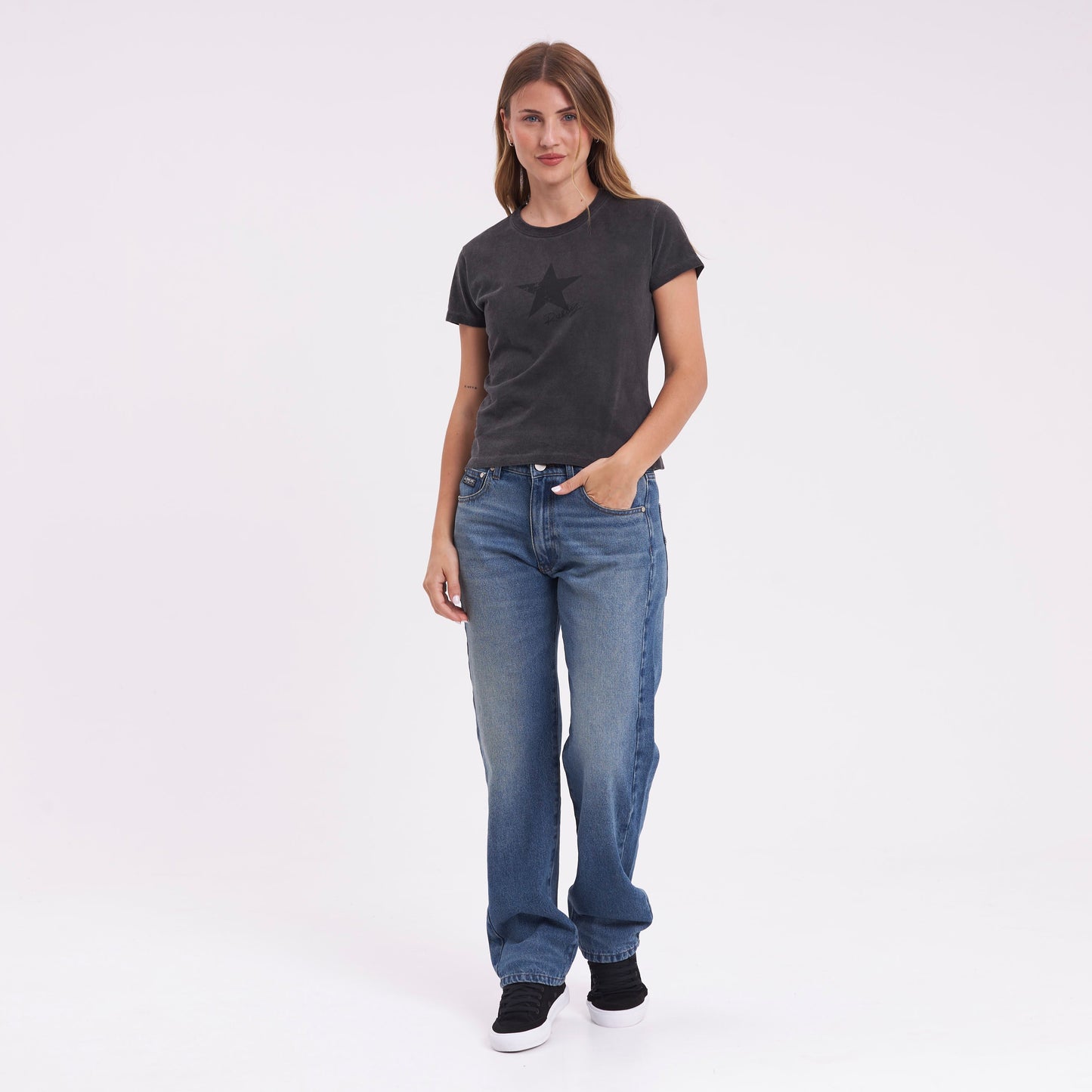 Jean Drive Boyfriend Baggy Middy Blue