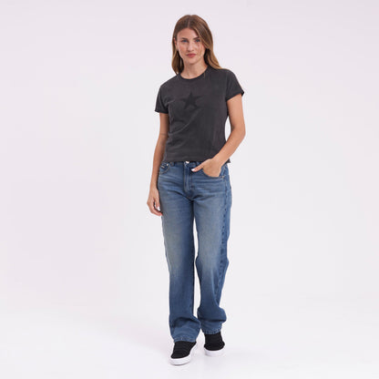 Jean Drive Boyfriend Baggy Middy Blue