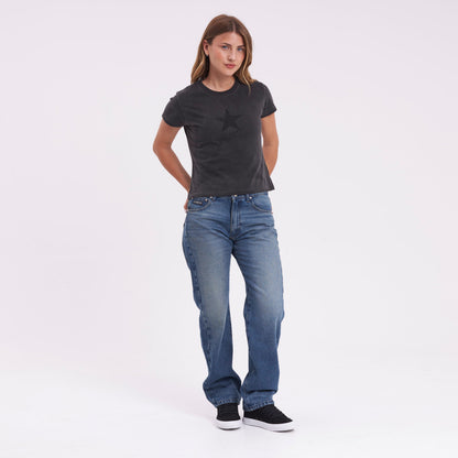 Jean Drive Boyfriend Baggy Middy Blue