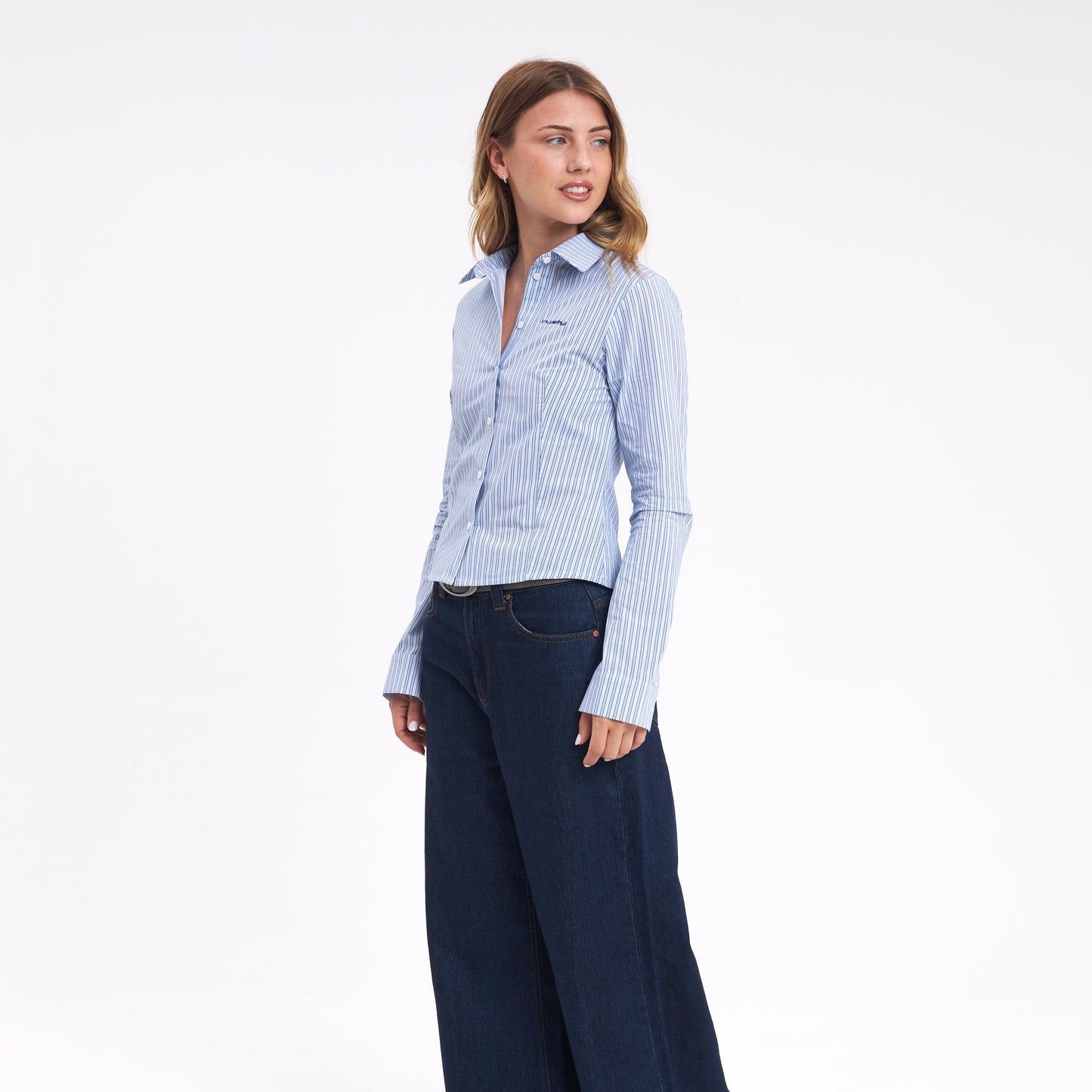 Camisa Eclipse Fitted Button Up Retro Blue