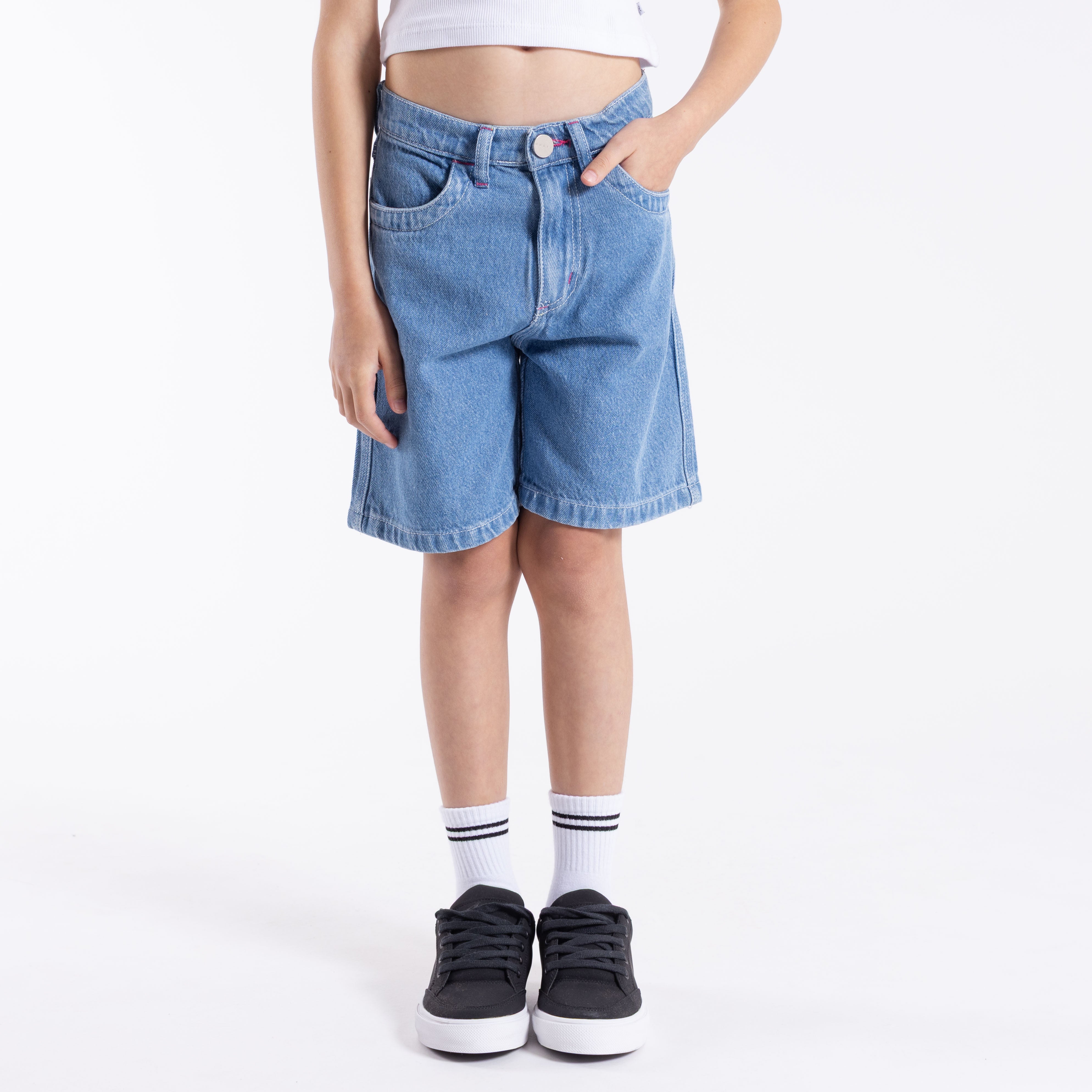 Bermuda Flip Girlsl Wide Denim Jort Girls Blue