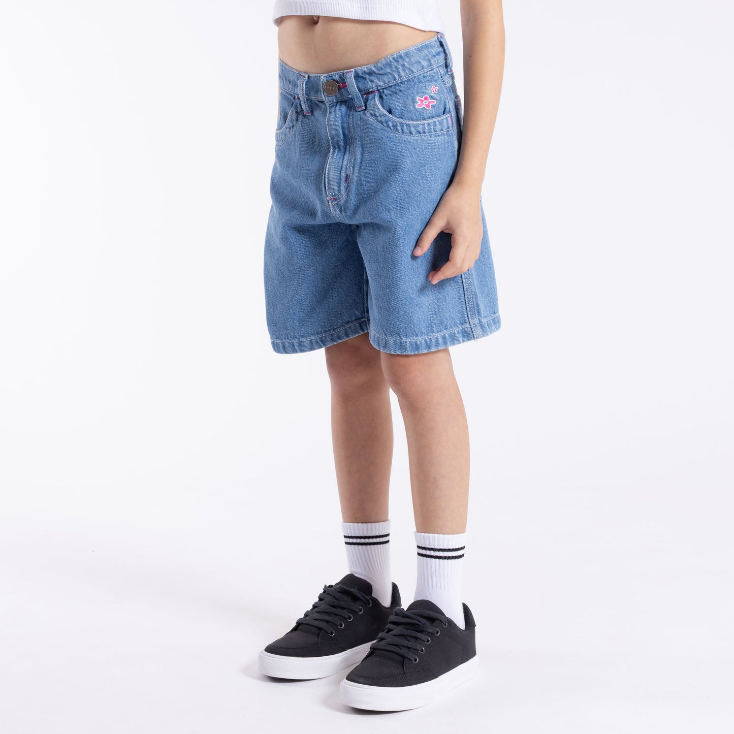 Bermuda Flip Girlsl Wide Denim Jort Girls Blue