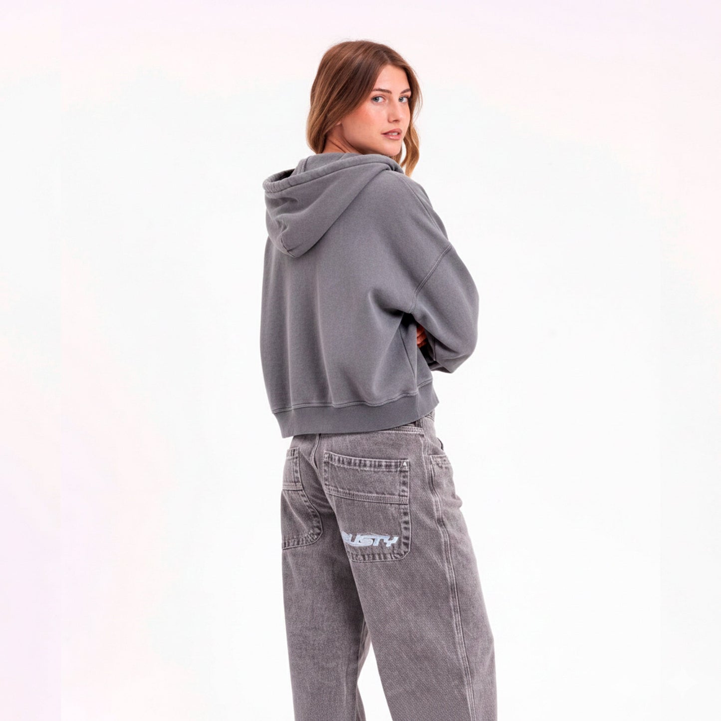 Campera Canguro Frankston Zip Dark Grey