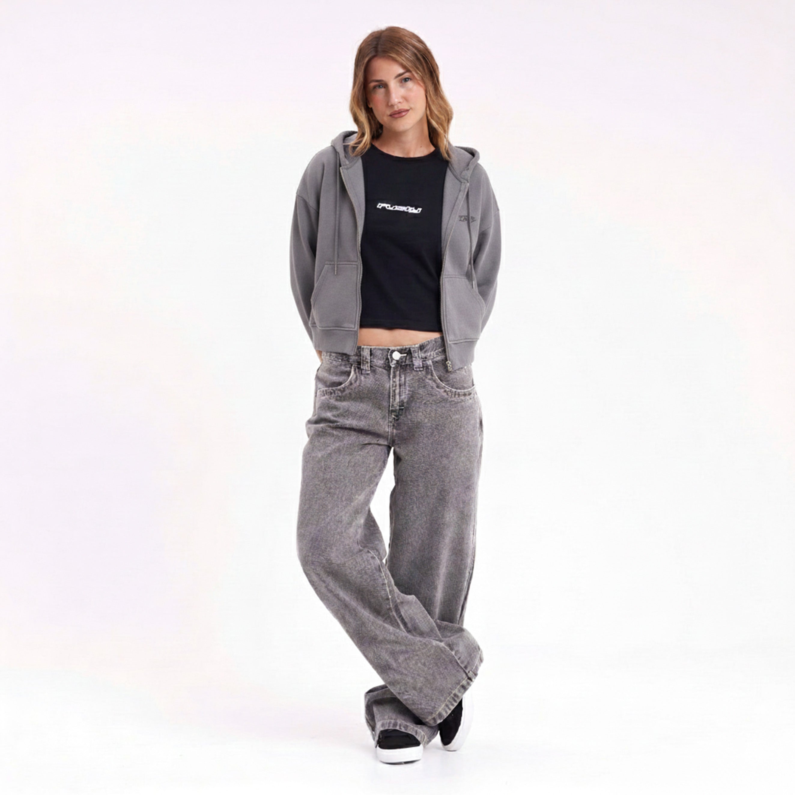 Campera Canguro Frankston Zip Dark Grey