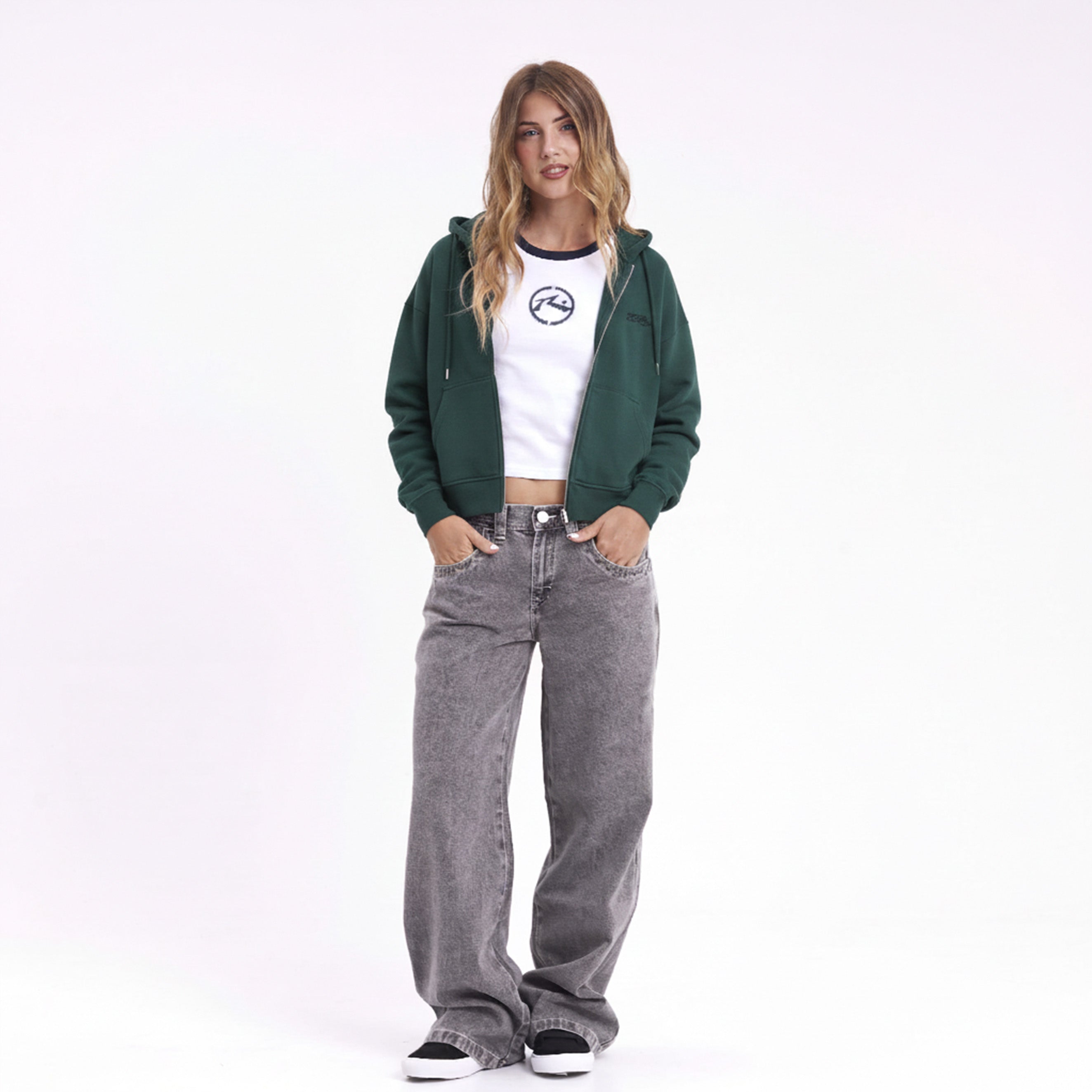 Campera Canguro Frankston Zip Green Deep