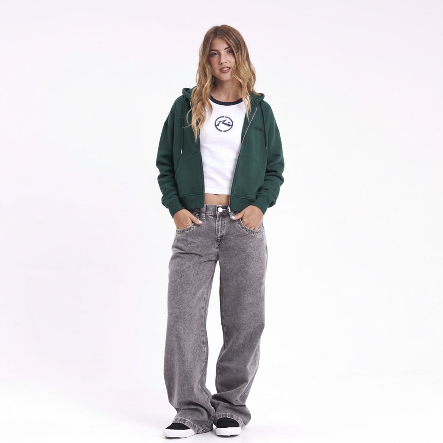 Campera Canguro Frankston Zip Green Deep