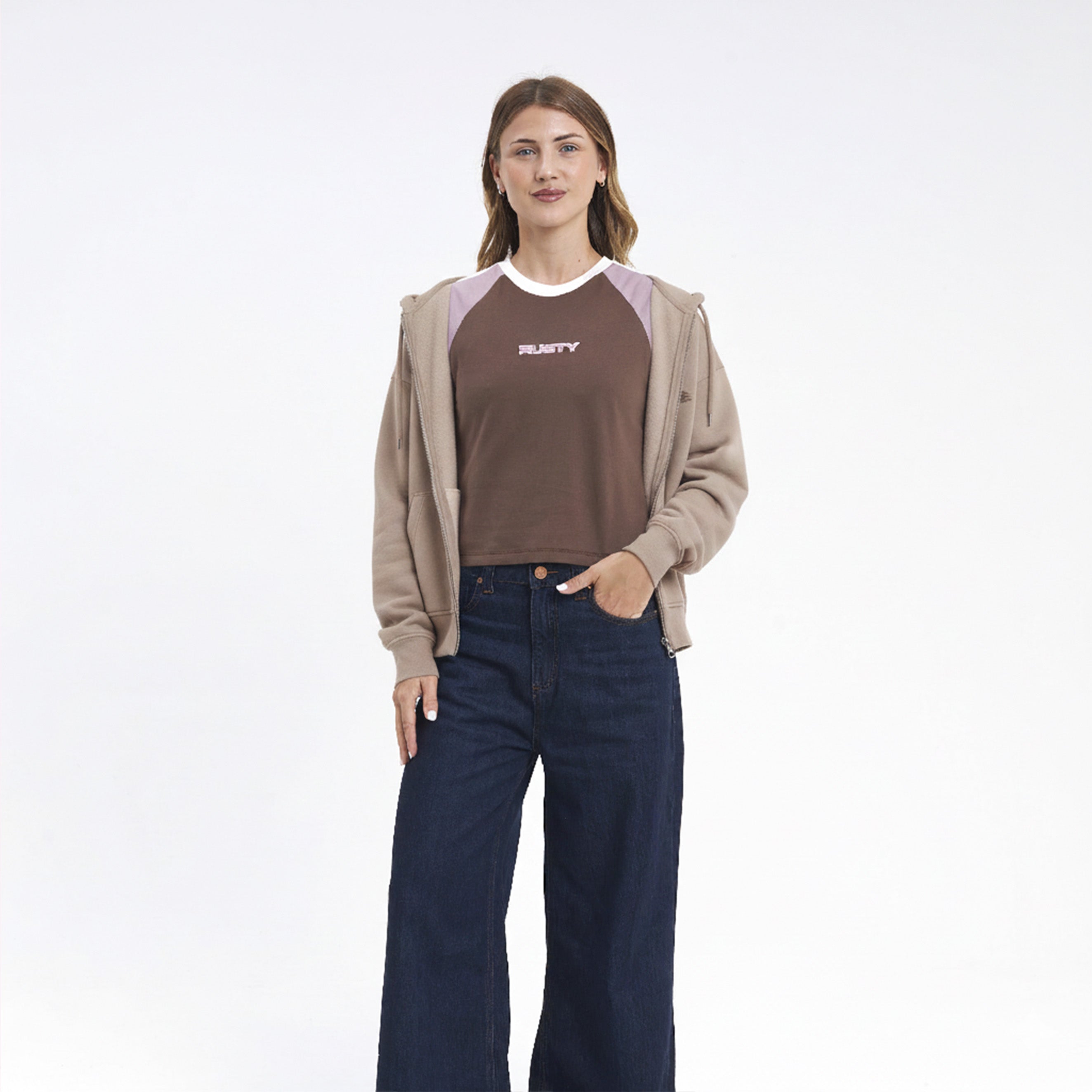 Campera Canguro Frankston Zip Taupe