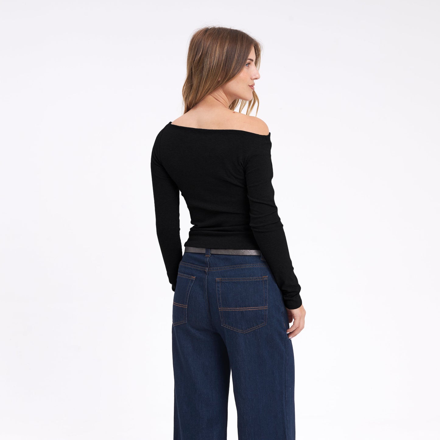 Fashion Top Groove Up One Shoulder Black