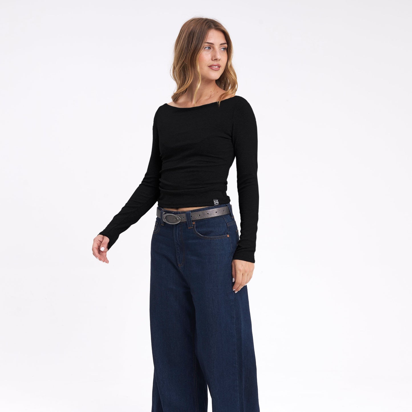 Fashion Top Groove Up One Shoulder Black