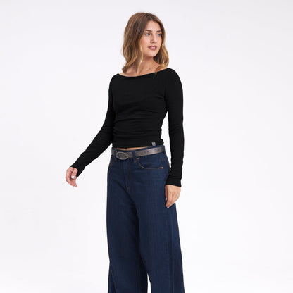 Fashion Top Groove Up One Shoulder Black