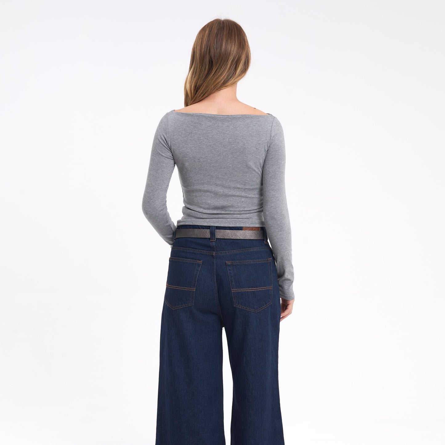 Fashion Top Groove Up One Shoulder Grey Marle
