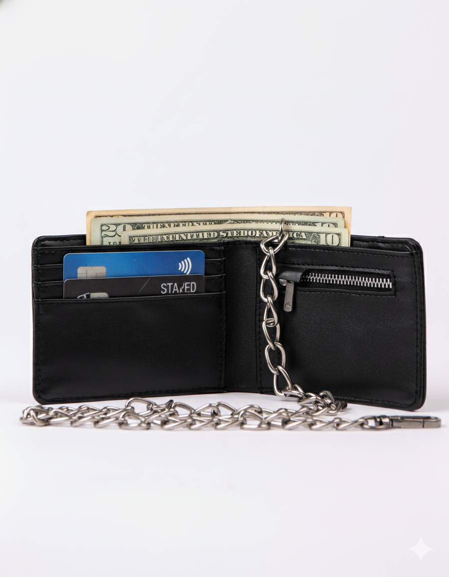 Billetera District Chain Wallet Black