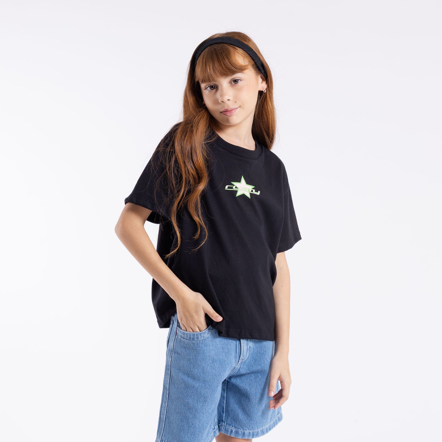 Remera Heart Relaxed Girls Black