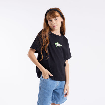 Remera Heart Relaxed Girls Black