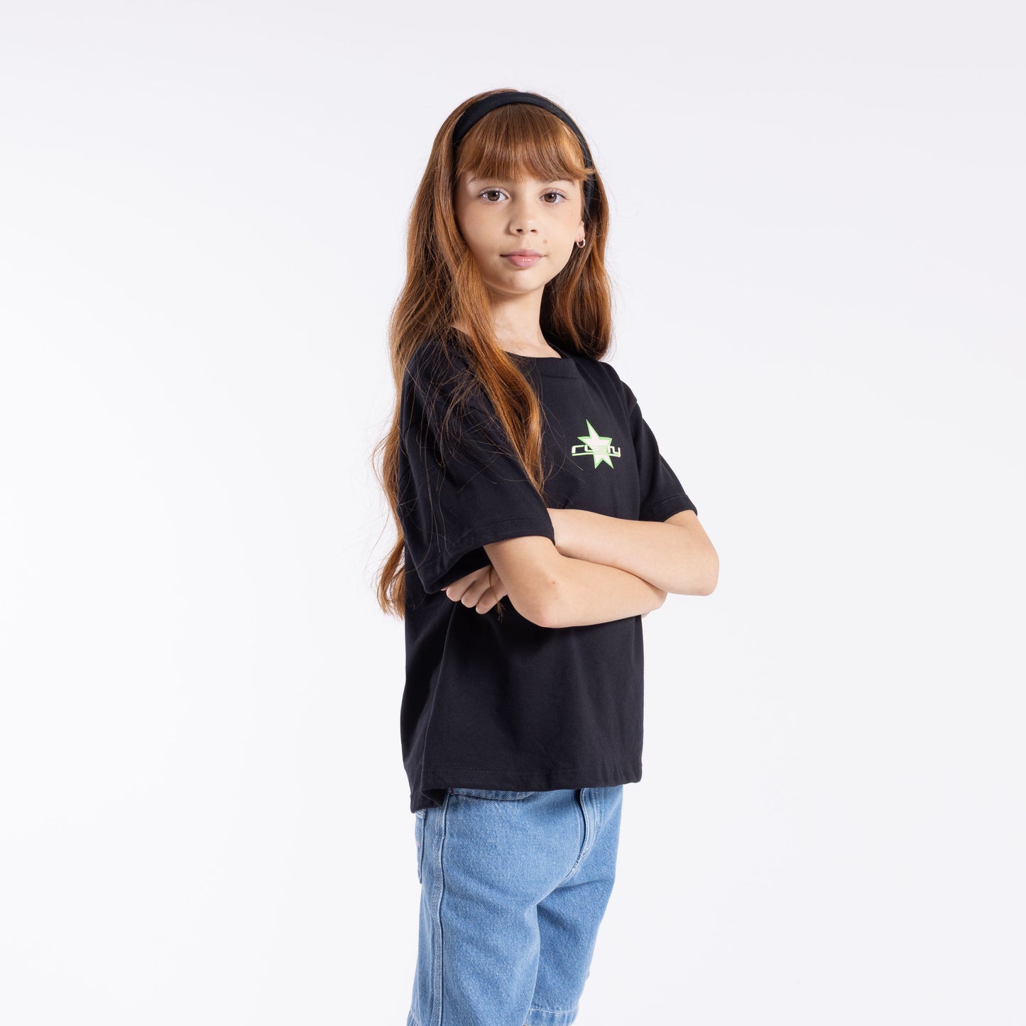 Remera Heart Relaxed Girls Black