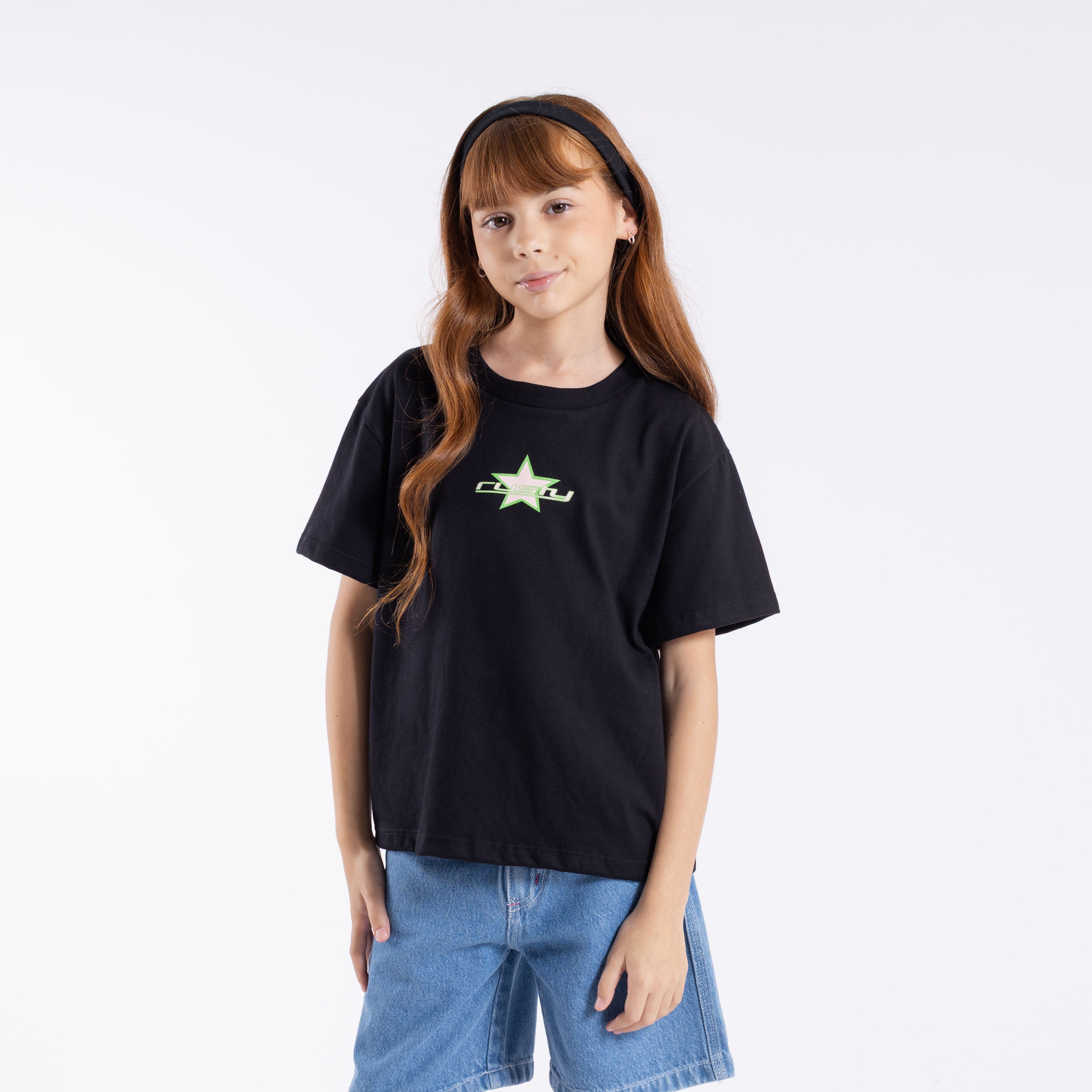 Remera Heart Relaxed Girls Black