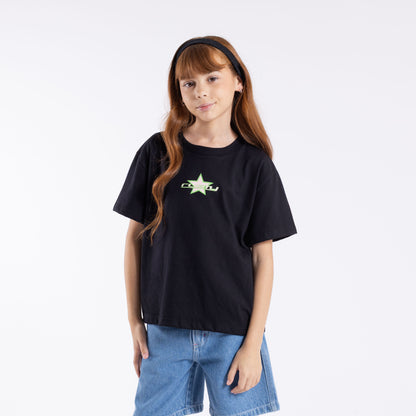 Remera Heart Relaxed Girls Black